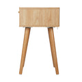 Oikiture Rattan Bedside Table - Wood - Storage