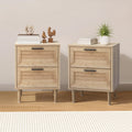 Oikiture 2-Drawer Bedside Storage Table - Natural