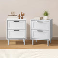 Oikiture 2-Drawer Bedside Storage Table - White