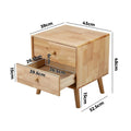 Oikiture Wood Bedside Table - 2-Drawers