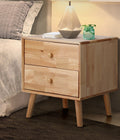 Oikiture Wood Bedside Table - 2-Drawers