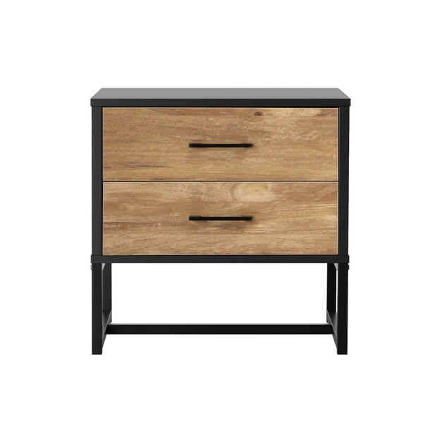 Oikiture Bedside Storage Table - 2-Drawer - Single