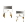 Oikiture 2x Bedside Tables Side Tables with Leather Handles White - product image 1