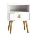 Oikiture 2x Bedside Tables Side Tables with Leather Handles White - product image 2