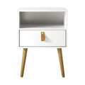 Oikiture 2x Bedside Tables Side Tables with Leather Handles White - product image 3