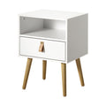 Oikiture 2x Bedside Tables Side Tables with Leather Handles White - product image 5