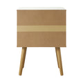 Oikiture 2x Bedside Tables Side Tables with Leather Handles White - product image 7