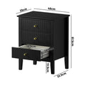 Oikiture Bedside Table 3 Drawers
