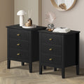 Oikiture 3-Drawer Bedside Table - Black