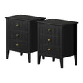 Oikiture Bedside Table 3 Drawers