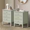 Oikiture 3-Drawer Bedside Table - Green