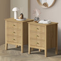 Oikiture 3-Drawer Bedside Table - Natural