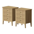 Oikiture Bedside Table 3 Drawers