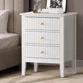 Oikiture 3-Drawer Bedside Table - White