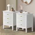 Oikiture 3-Drawer Bedside Table - White