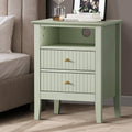 Oikiture Bedside Storage Table - 2-Drawer - Green