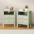 Oikiture Bedside Storage Table - 2-Drawer - Green