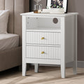 Oikiture Bedside Storage Table - 2-Drawer - White