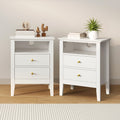 Oikiture Bedside Storage Table - 2-Drawer - White
