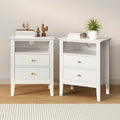 Oikiture Bedside Storage Table - 2-Drawer - White