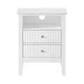 Oikiture Bedside Storage Table - 2-Drawer - White