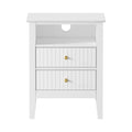 Oikiture Bedside Storage Table - 2-Drawer - White