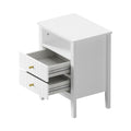 Oikiture Bedside Storage Table - 2-Drawer - White
