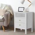 Oikiture Bedside Storage Table - 2-Drawer - White