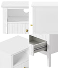 Oikiture Bedside Storage Table - 2-Drawer - White