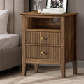 Oikiture Bedside Storage Table - 2-Drawer - Brown