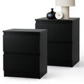 Oikiture Bedside Storage Table - 2-Drawer - Puri - Black