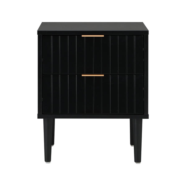 Oikiture Bedside Table - Black - 2-Drawer - Puti - Single