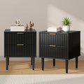 Oikiture Bedside Table - Black - 2-Drawer - Puti - Set of 2
