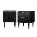 Oikiture Bedside Table - Set of 2 - Black - 2-Drawer - Puti