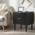 Oikiture Bedside Table - Set of 2 - Black - 2-Drawer - Puti