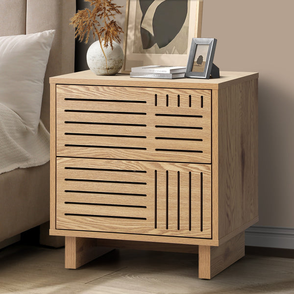 Oikiture 2 Drawer Bedside Table