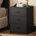 Oikiture Bedside Table - 3-Drawer - Sunne - Black