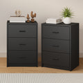 Oikiture Bedside Table - 3-Drawer - Sunne - Black