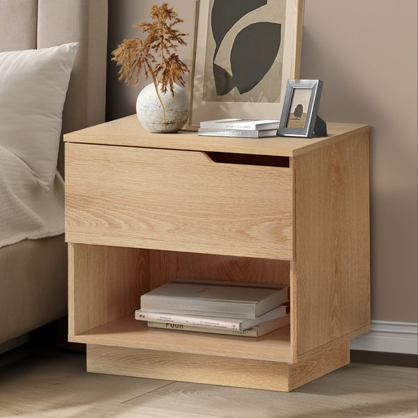 Oikiture Single Drawer Bedside Table