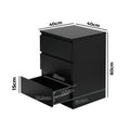 Oikiture Bedside Table - 3-Drawer - Storage