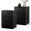 Oikiture Bedside Table - 3-Drawer - Black