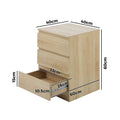 Oikiture Bedside Table - 3-Drawer - Natural