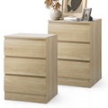 Oikiture Bedside Table - 3-Drawer - Natural