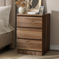 Oikiture Bedside Table - 3-Drawer - Brown