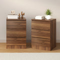 Oikiture Bedside Table - 3-Drawer - Brown