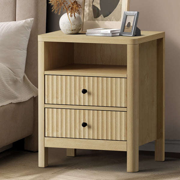 Oikiture 2 Drawer Bedside Table