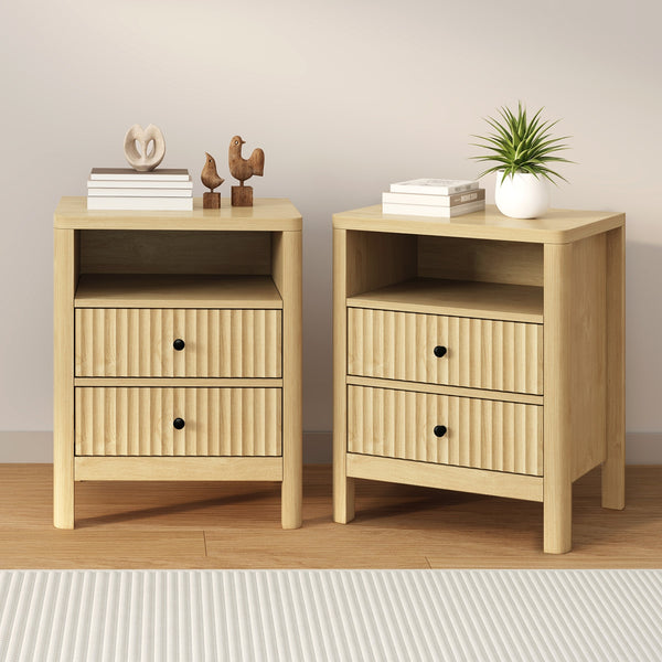 Oikiture Bedside Table - 2-Drawers