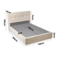 Oikiture Compressed Bed Frame Tufted Headboard Low Platform Linen - Double