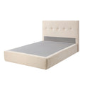 Oikiture Compressed Bed Frame Tufted Headboard Low Platform Linen - Queen