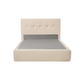 Oikiture Compressed Bed Frame Tufted Headboard Low Platform Linen - Queen
